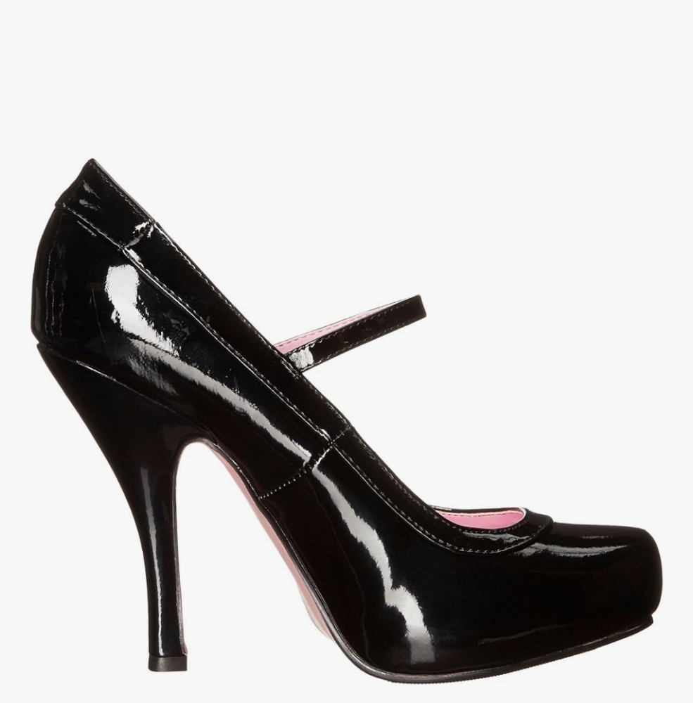 New In Box Women's Size 8 Leg Avenue Black Patent 5004 Babydoll 4" Heels - Picture 3 of 10